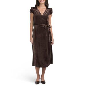 SALTWATER LUXE Brown Short Sleeve Midi Dress